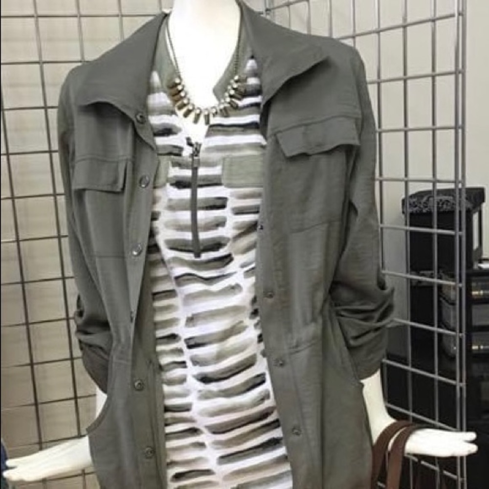 Picadilly Women’s Chic Jacket Drawstring Waist Army Green Large